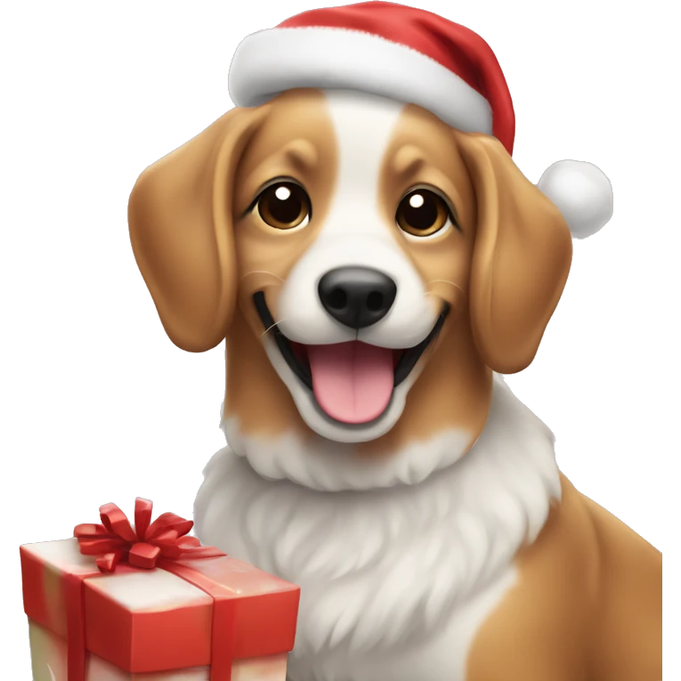 Cute Dog Smiling at Christmas emoji