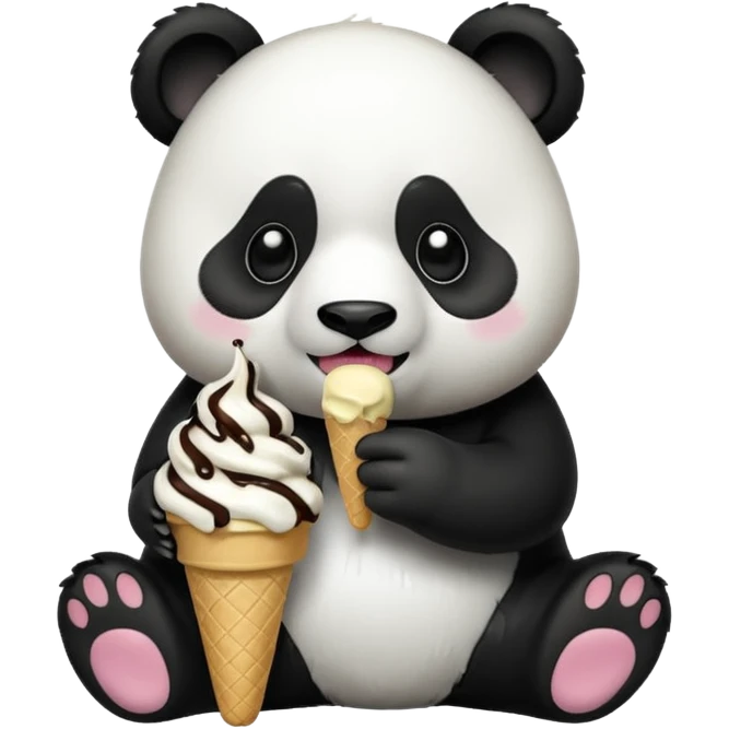 Panda eating ice cream emoji