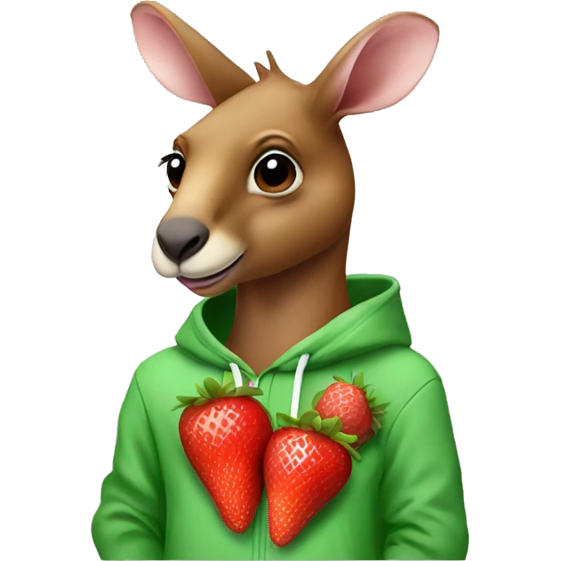  kangaroo red wearing hoodie eating strawberries  emoji