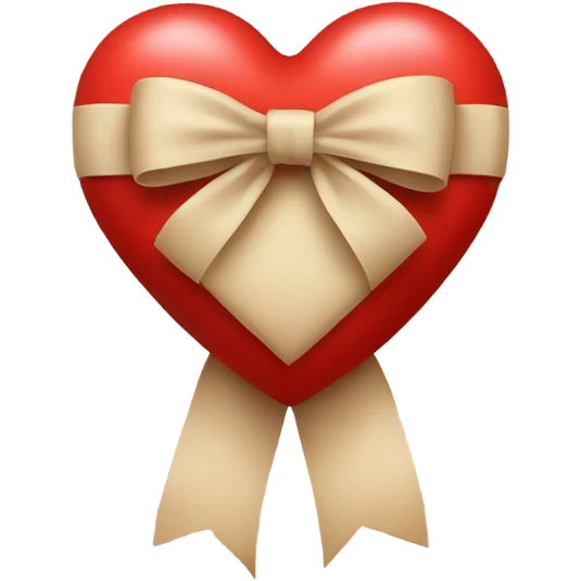 red heart with beige bow emoji