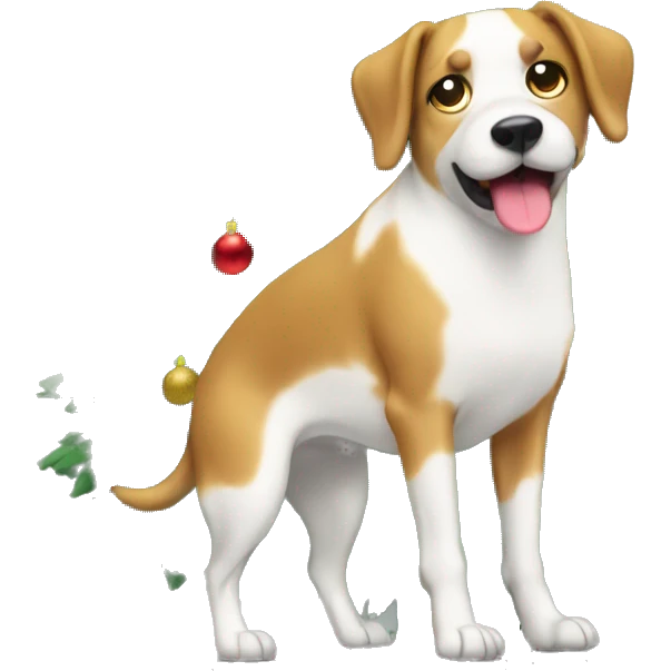Dog peeing on Christmas tree emoji