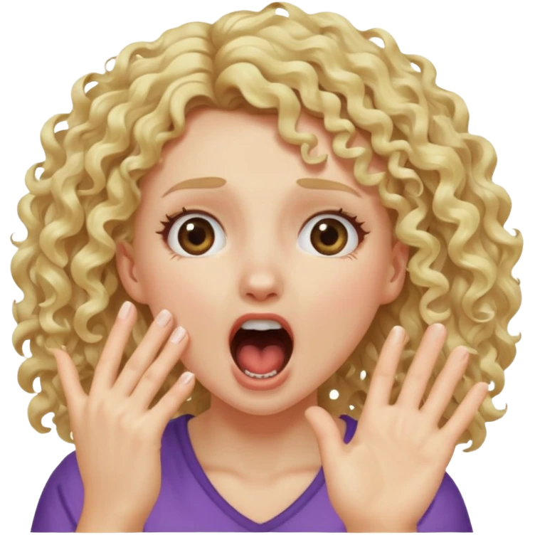Emoji di ragazza bionda riccia che urla e mette una mano in faccia emoji