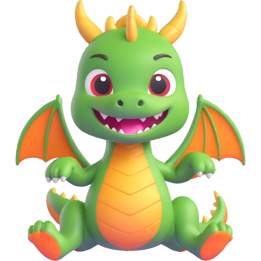 face of a cute fitness dragon coach, 3D emoji style, playful expression emoji