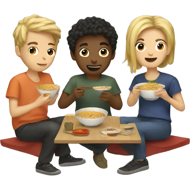 friends eating ramen emoji