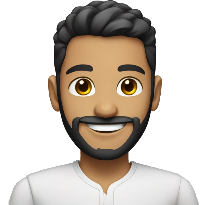 smiling arab boy with black Beard in white shirt emoji