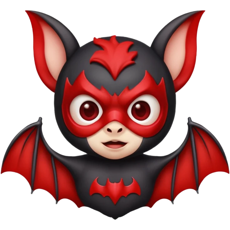 cute baby bat with red mask emoji