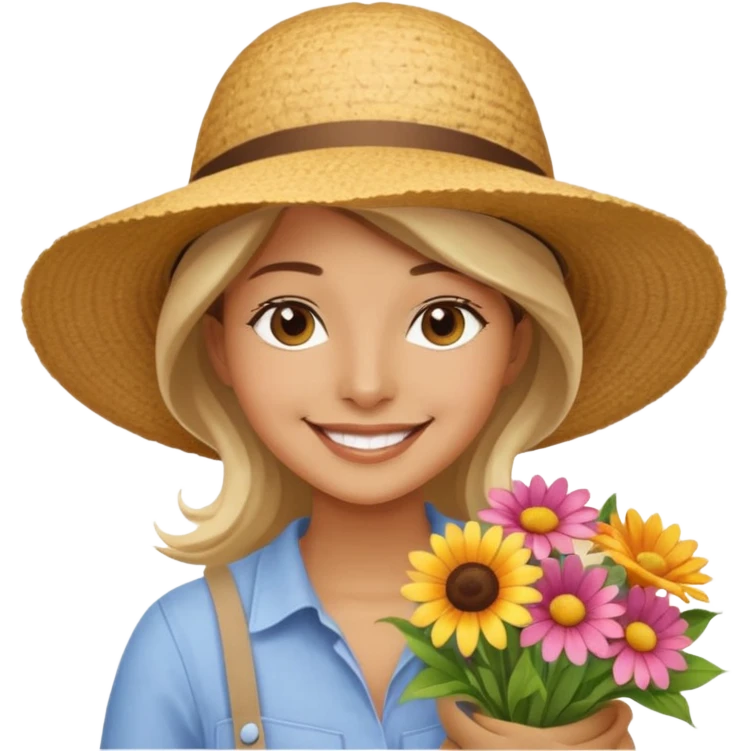Shopper with flower bouquet,Farmers’ Market. emoji