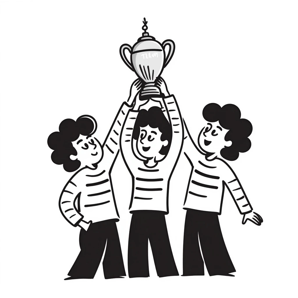 team celebrating with trophy emoji