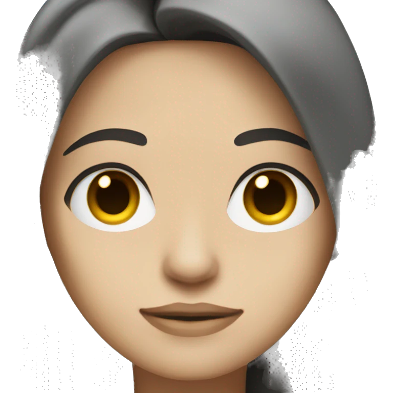 half robot half woman long dark hair and brown eyes emoji