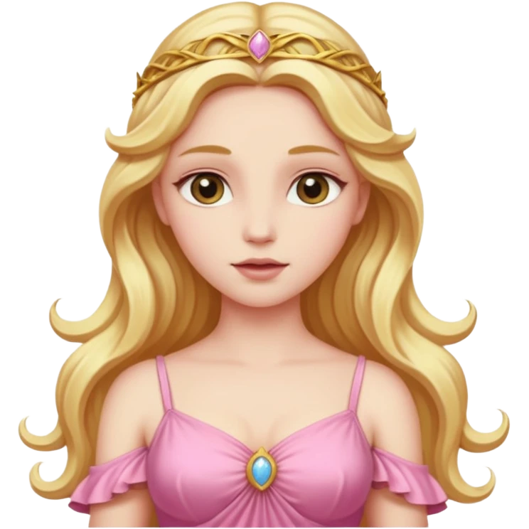 Venus, Love Goddess from Rome Mythology with long golden blonde hair, pink outfit emoji