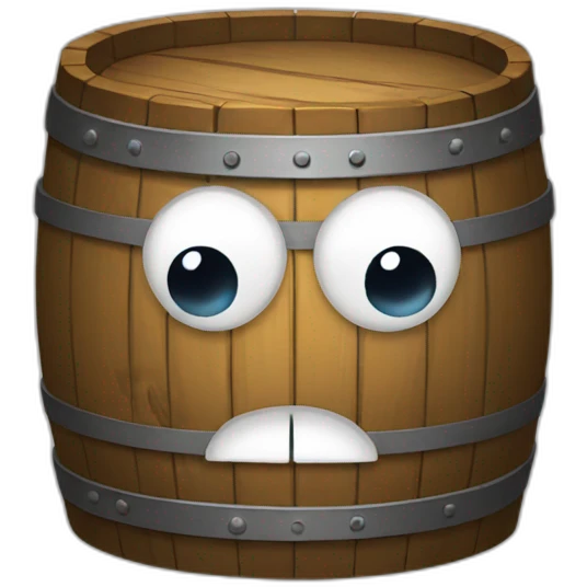 a barrel with eyes and a mouth emoji