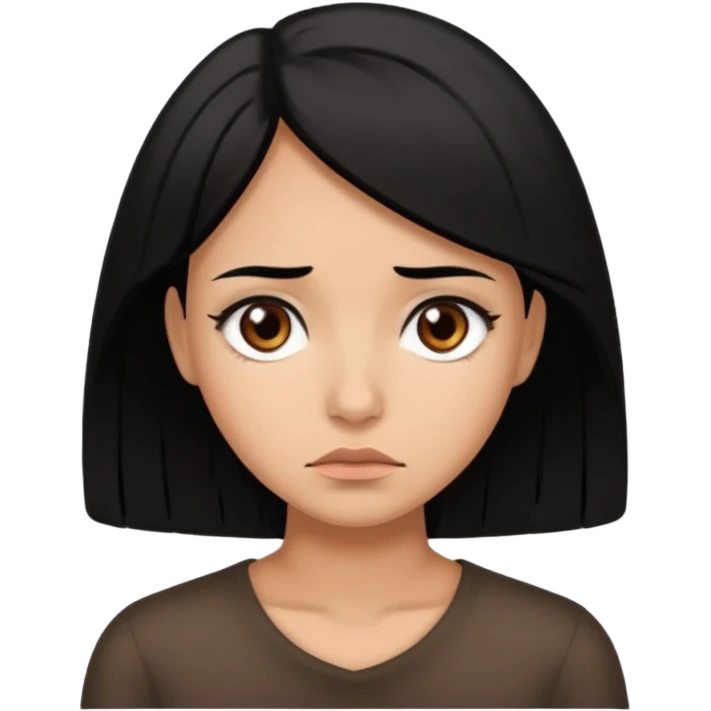 Mujer cabello negro trigueña triste  emoji