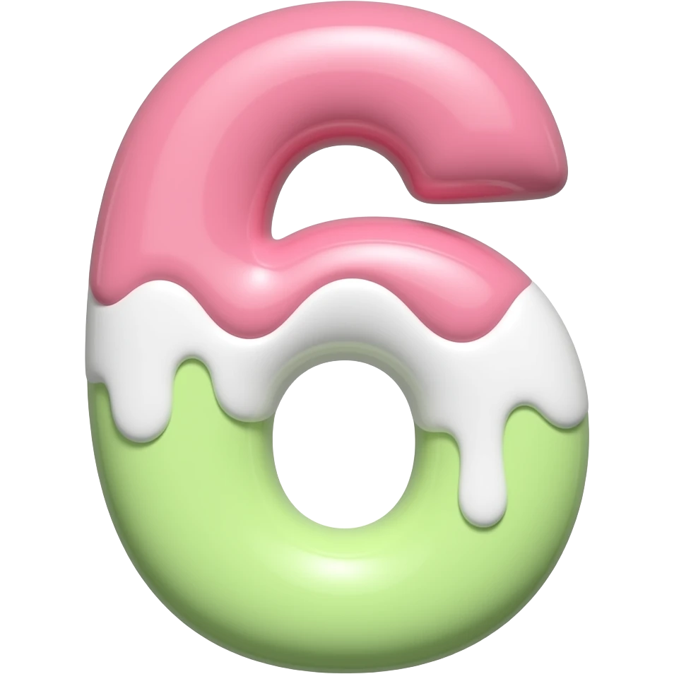 👉 "number 6 ice cream style, 3D glossy, creamy texture, colorful, white background, high detail" emoji