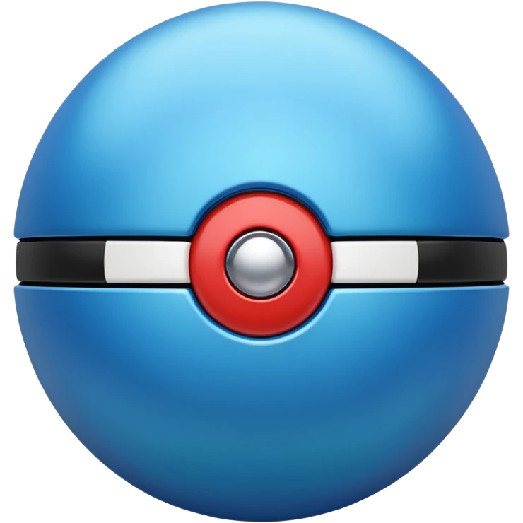 blue pokeball emoji, top half is a more saturated blue, bottom half is white, black stripe, with a metallic sheen emoji