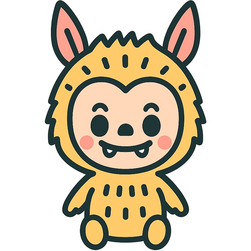 Labubu doll icon, soft colors, friendly expression, clean design emoji
