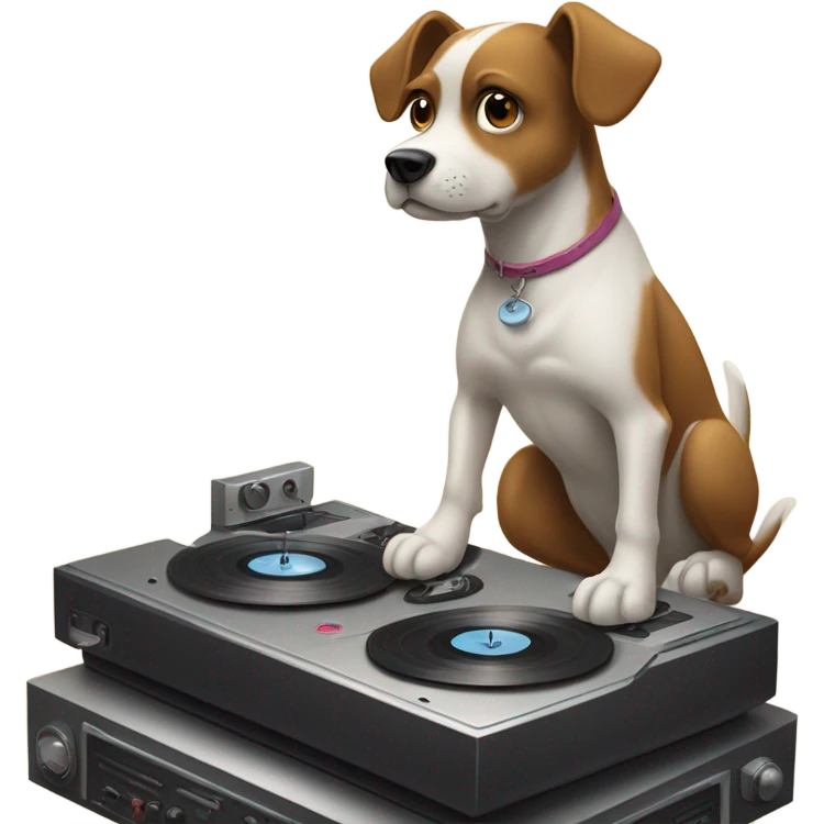Dog on turntables emoji