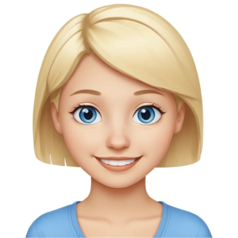 20 year old woman with short blonde hair, a nose piercing and blue eyes  emoji