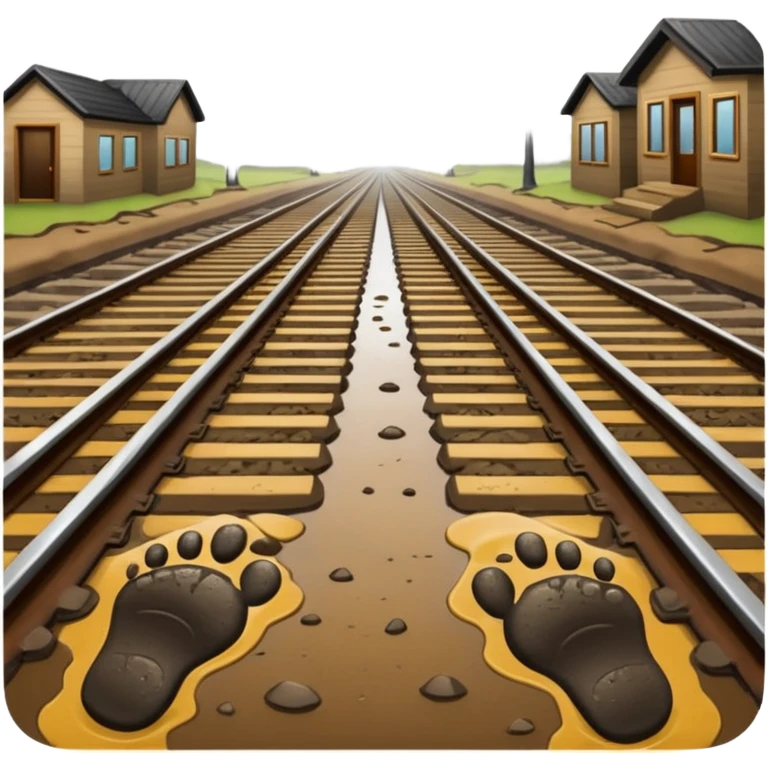 footprints near train track emoji
