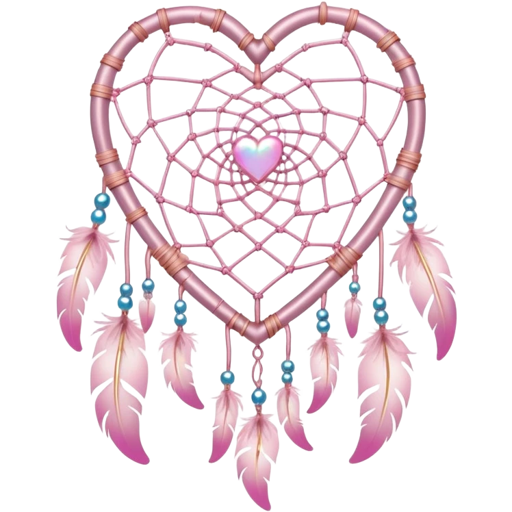 Iridescent pastel pink heart-shaped sakura dreamcatcher emoji