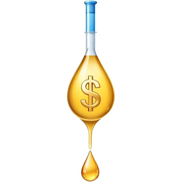 pipette positioned above a golden drop with a dollar sign inside the drop emoji