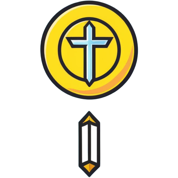 saint emblem with light blue colors, halo and divine light emoji