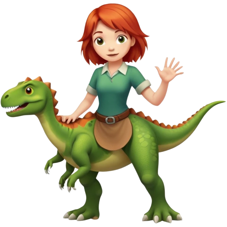Red-haired girl with a dinosaur tail and animal paws instead of hands and feet emoji