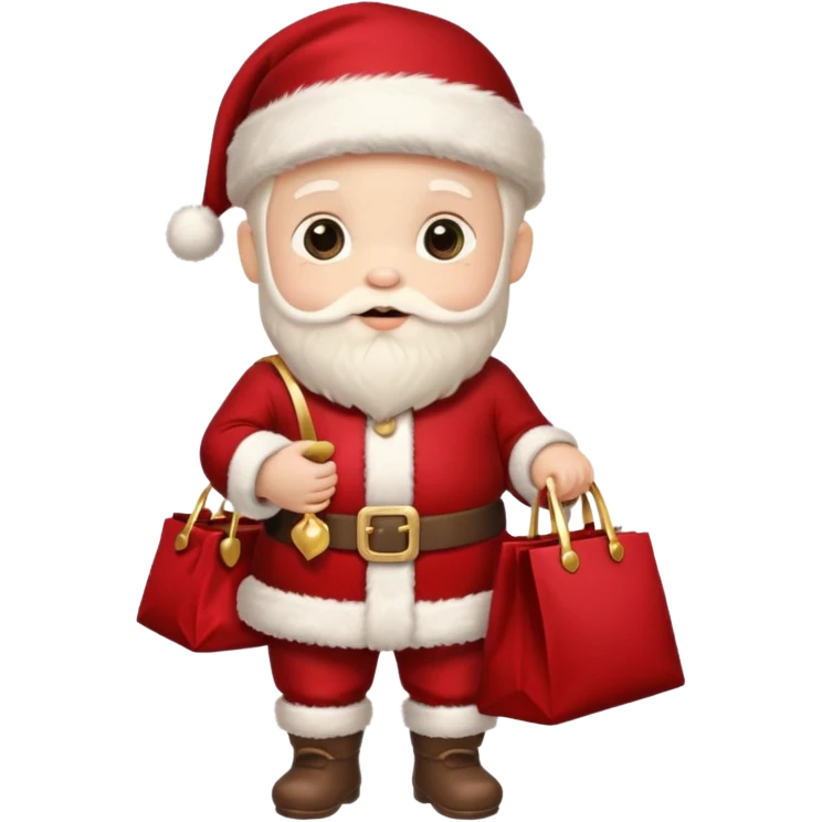 baby Santa Claus is carrying a bag of presents  emoji