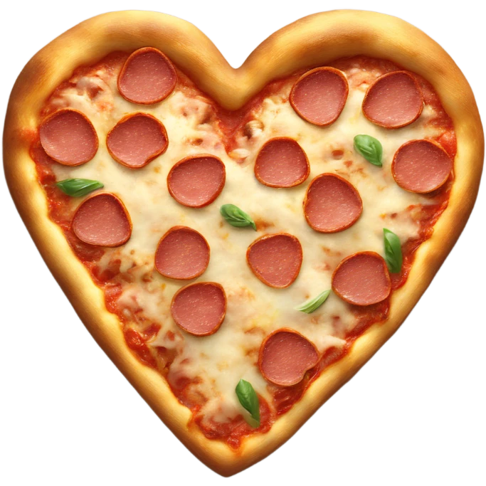 Create a 3D photo Realistic heart shaped pizza emoji