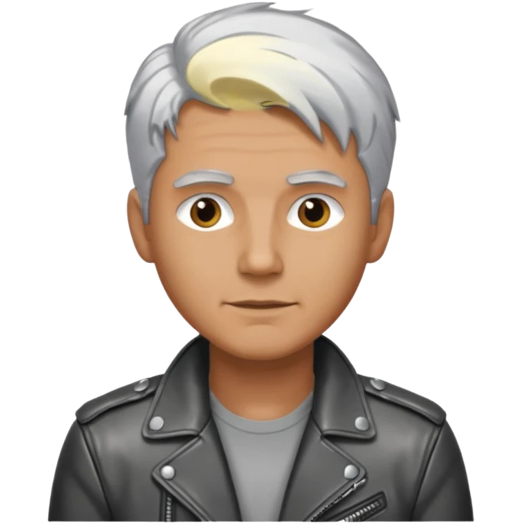 man with long metalic hair lether jacket emoji