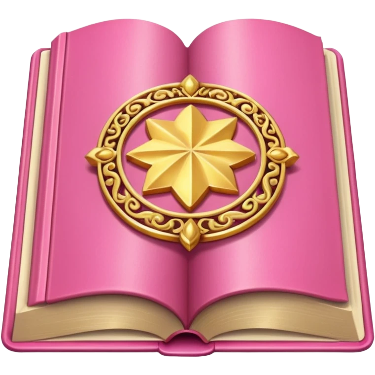 An open pink book with golden detailsls emoji
