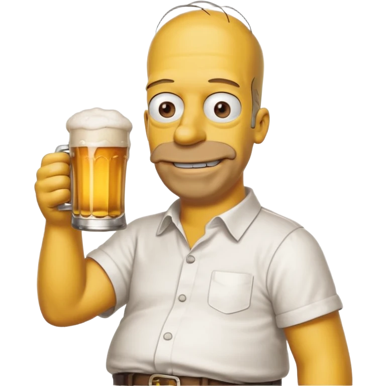 homer simpson smiling with a beer wearing white shirt emoji