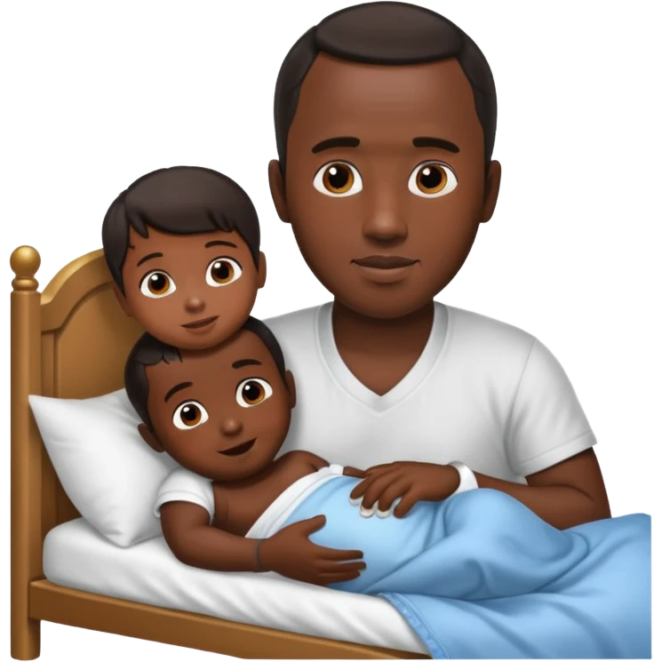 Diddy with baby oil and a kid in bed emoji