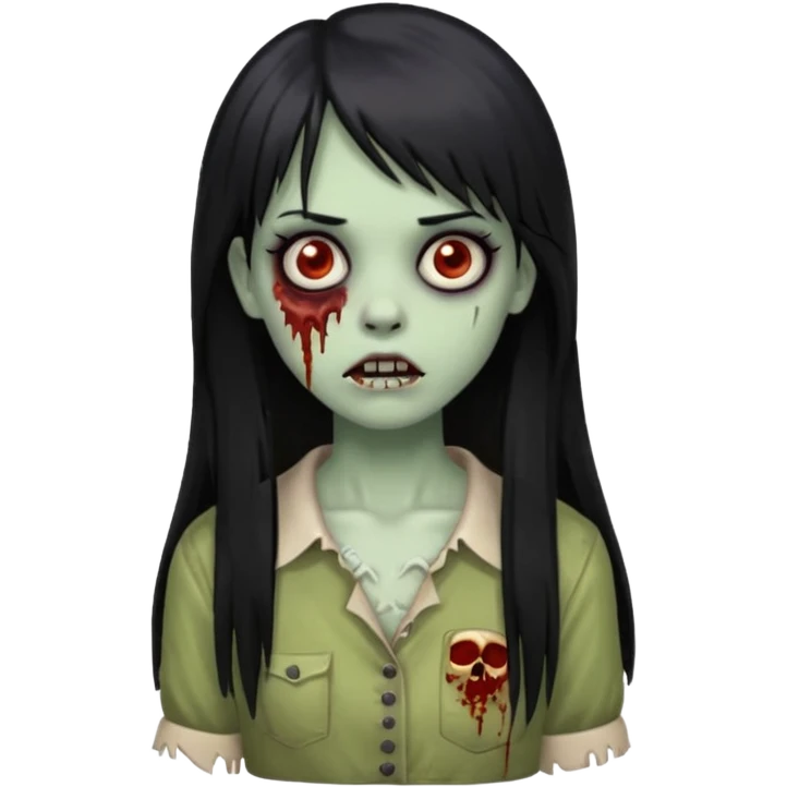 zombie girl with black long hair and side bangs emoji