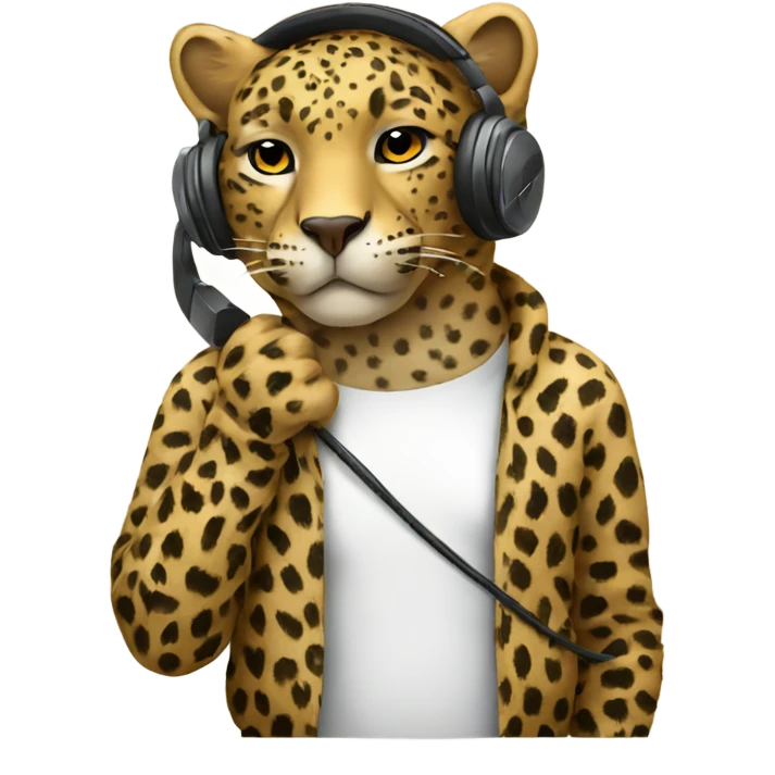 a leopard listening music  emoji