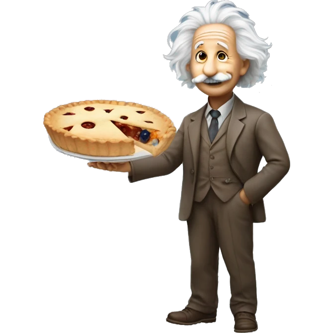 happy albert einstein holds pie chart in his hand emoji