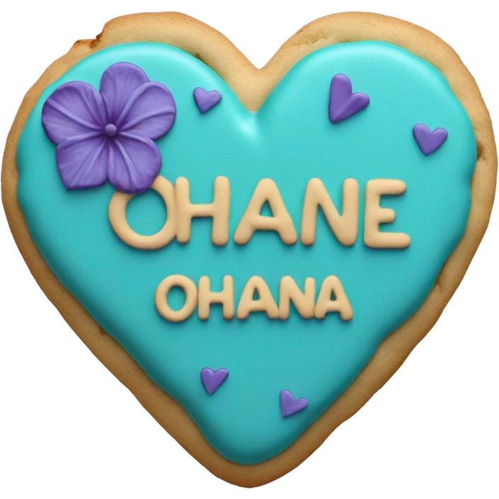 Teal purple Cookie heart with ohana emoji
