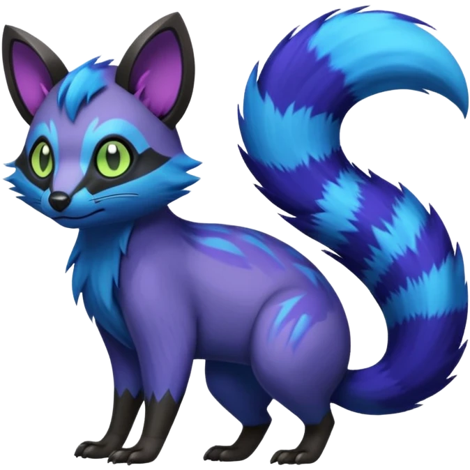 Edgy punky gothic dark gloomy colorful neon dusky Civet-Electrike-Manectric-Genet-Furret-Fakemon-Pokémon-fusion-creature  emoji