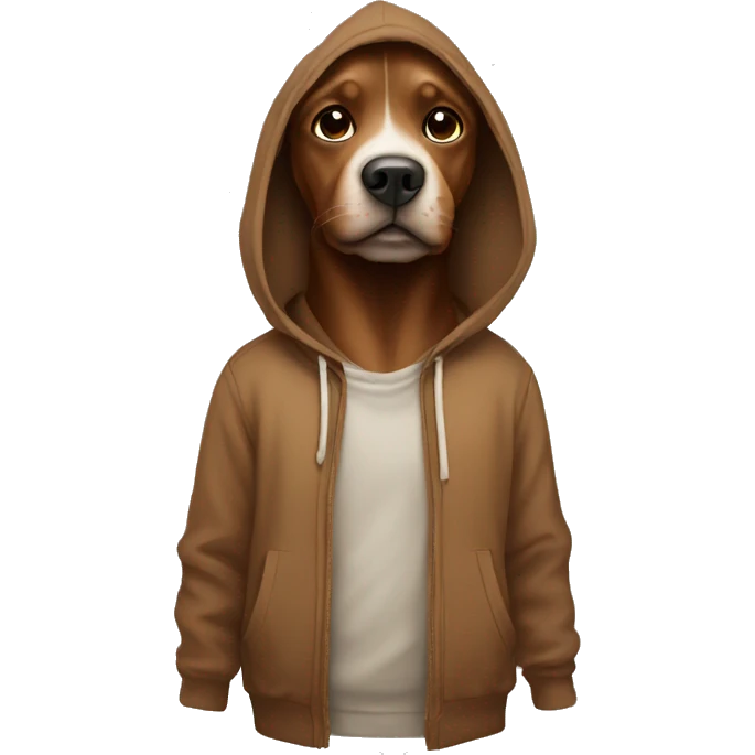 Dog wearing a brown hoodie  emoji