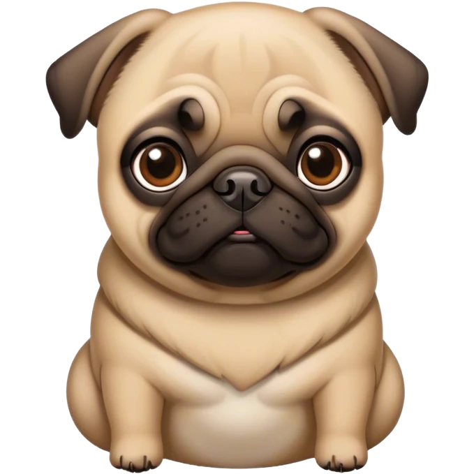 Cinematic Noble Fawn Pug Portrait Emoji, Poised and regal, with a compact, sturdy build and a sleek, well-groomed fawn coat, deep-set soulful dark eyes, Simplified yet sharp and sophisticated features, highly detailed, glowing with a soft, dignified glow, high shine, intelligent and spirited, stylized with an air of confidence, focused and attentive, soft glowing outline, capturing the essence of a watchful and commanding companion, so majestic it feels as though it could prance out of the screen with effortless authority! emoji