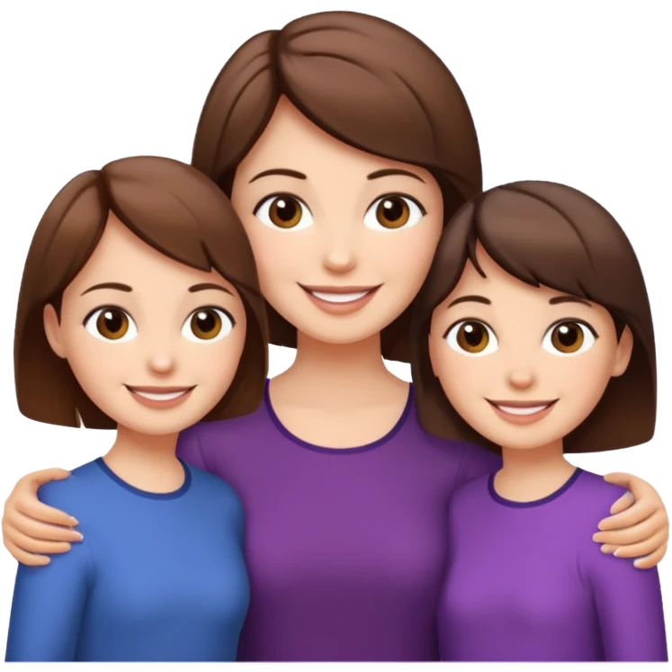 A mum with short hair and her two adult daughters emoji