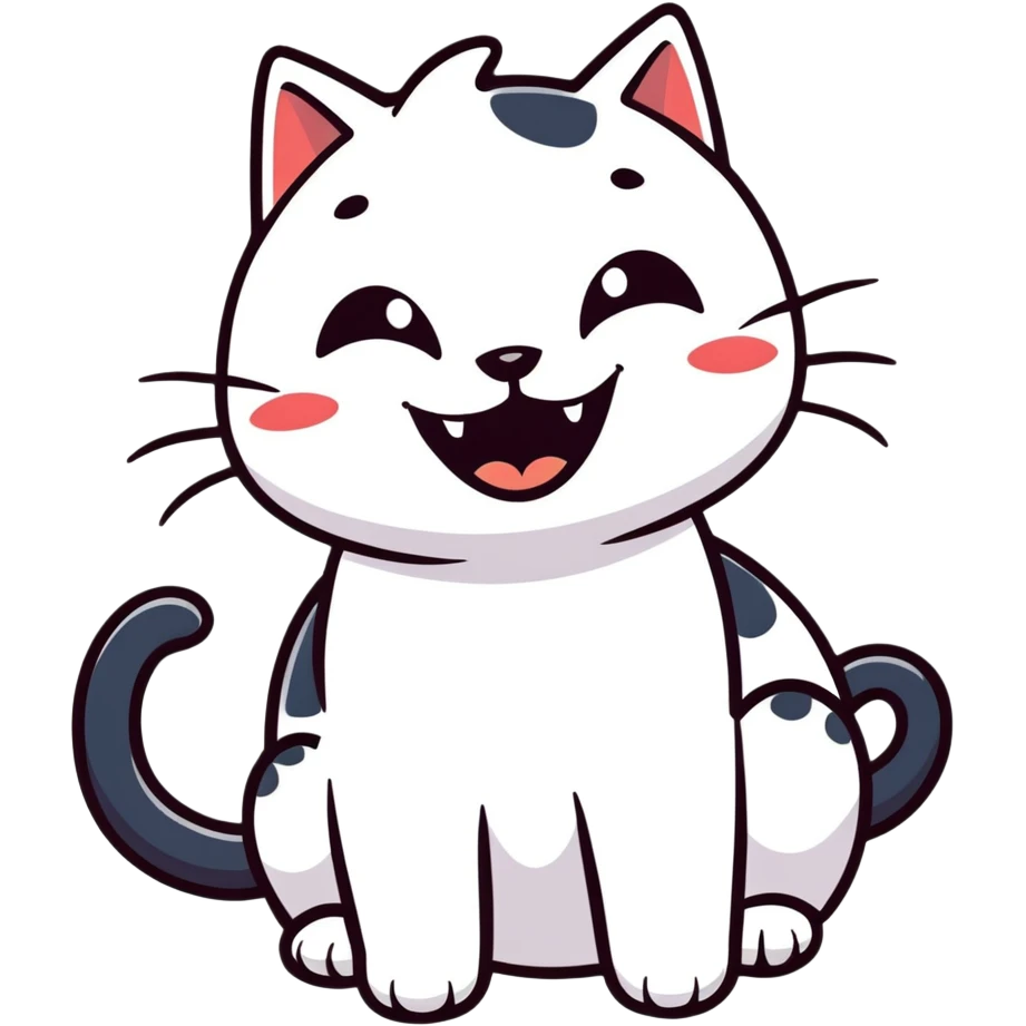 black cat laughing with wide eyes and an open mouth emoji