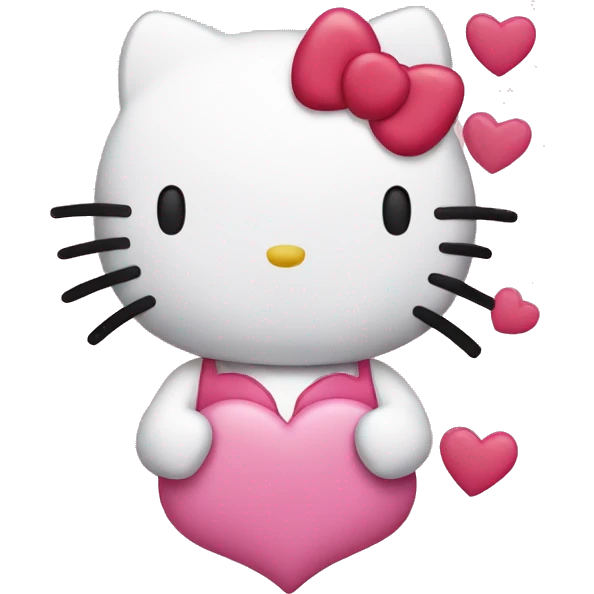 Hello kitty with hearts around emoji