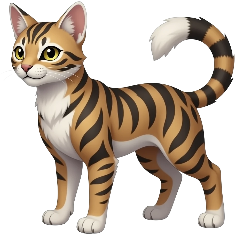 Tribal-patterned aesthetic quadrupedal elegant oriental feral painted Genet-Litten-Luxray-Sprigatito-Furret-Sylveon-animal-Fakémon-fusion-hybrid-creature emoji