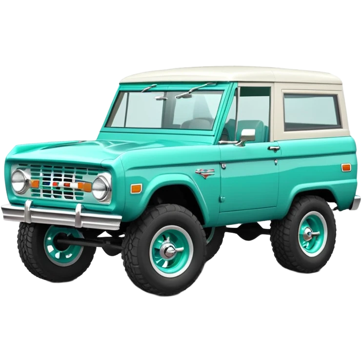 turquoise green classic ford bronco with slot alminum wheels emoji