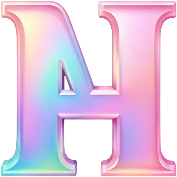 Iridescent pastel pink Font setting icon with letter H emoji