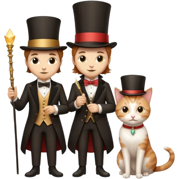 magician couple and their pet cat emoji