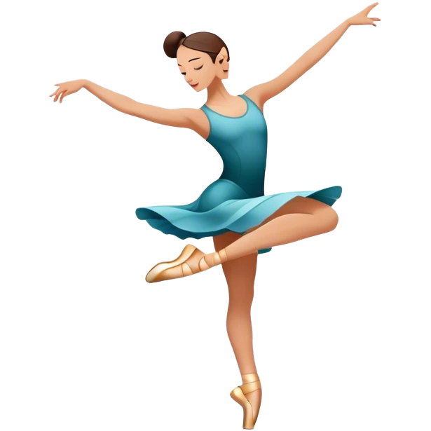 Icon for Contemporary Dance: dynamic dance poses, athletic footwear and fluid movement lines, with a minimalist dance floor and creative lighting. The icon should convey energy, expression and the versatility of contemporary dance. Transparent background. emoji