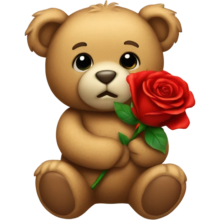 Teddy bear holding a red rose emoji