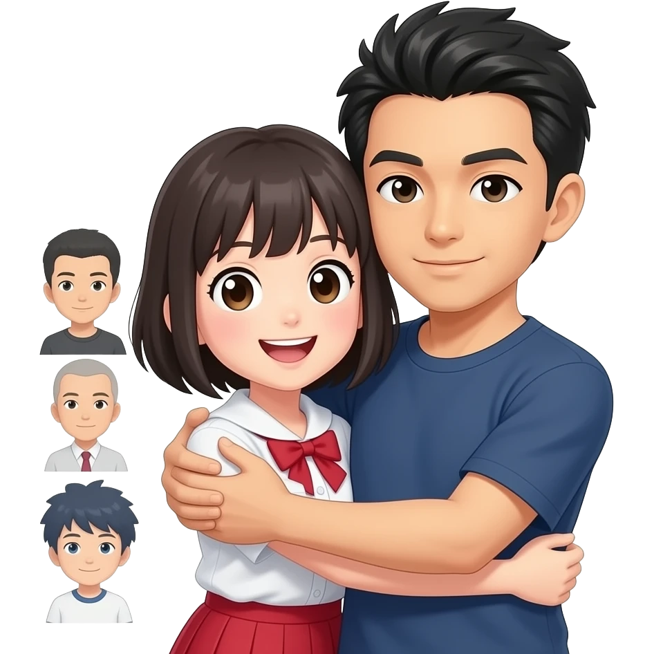 Hanako kun e nene Yashiro chest abbracciano con i moke che li guardano emoji