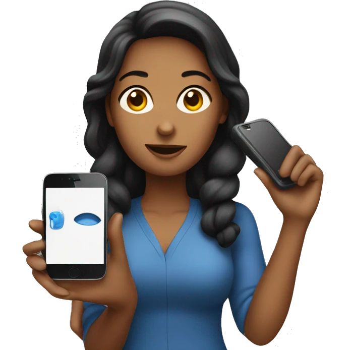 woman showing big phone emoji